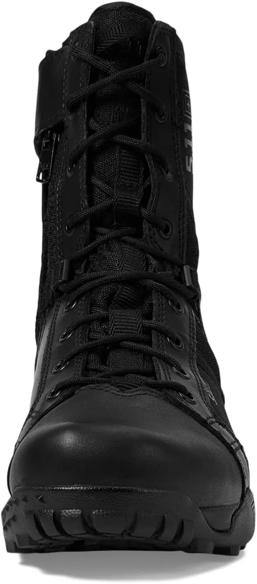 5.11 Tactical Men's A/T Boots, 8-Inch, Side Zipper, All Terrain Work Boot, Black, Style 12431ABR