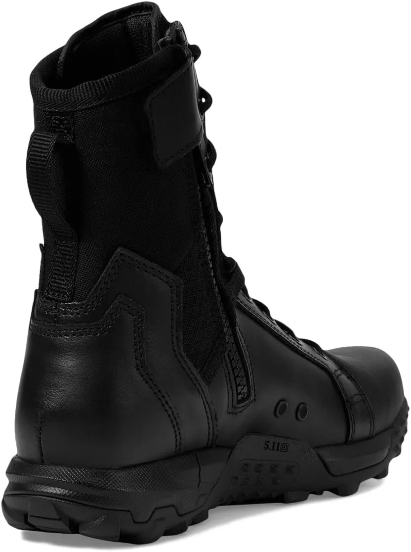 5.11 Tactical Men's A/T Boots, 8-Inch, Side Zipper, All Terrain Work Boot, Black, Style 12431ABR