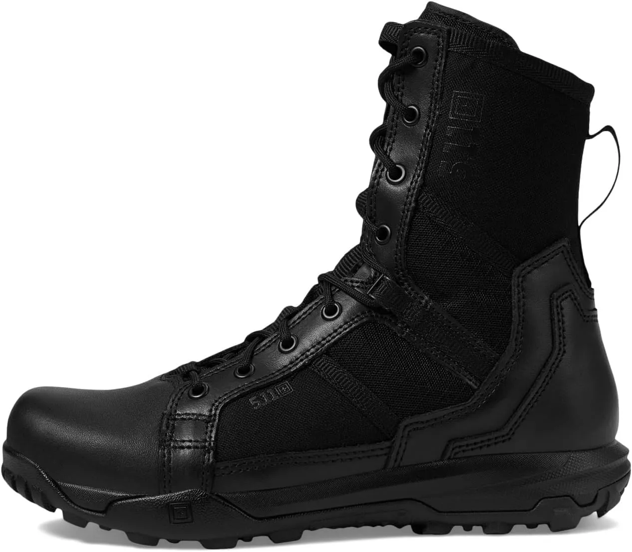 5.11 Tactical Men's A/T Boots, 8-Inch, Side Zipper, All Terrain Work Boot, Black, Style 12431ABR