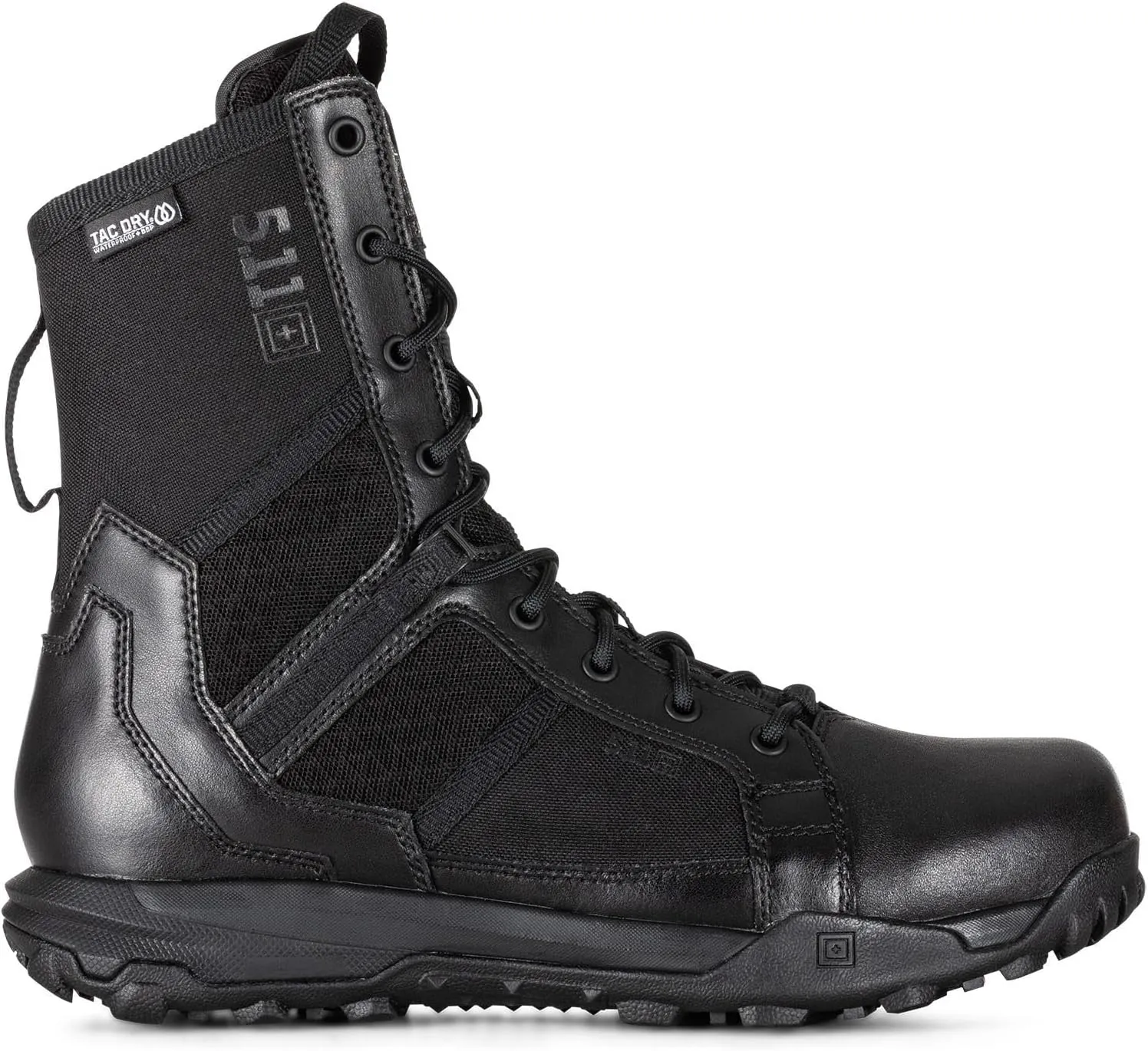 5.11 Tactical Men's A/T Waterproof Boots, 8", Full Side Zipper, All Terrain, Black, Style 12444ABR