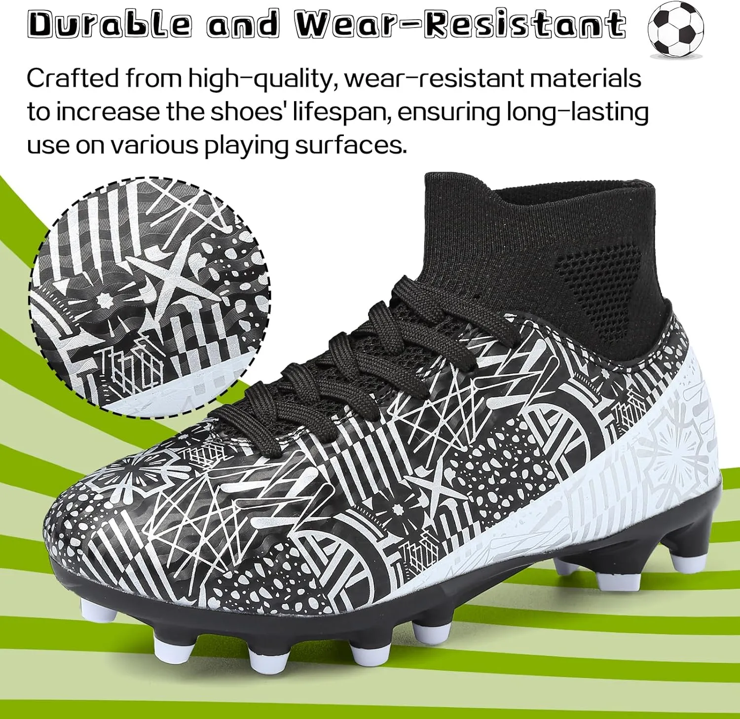ASoftLand Boys Girls Soccer Cleats Lace Up Cleats(Little Kid/Big Kid) AG/FG
