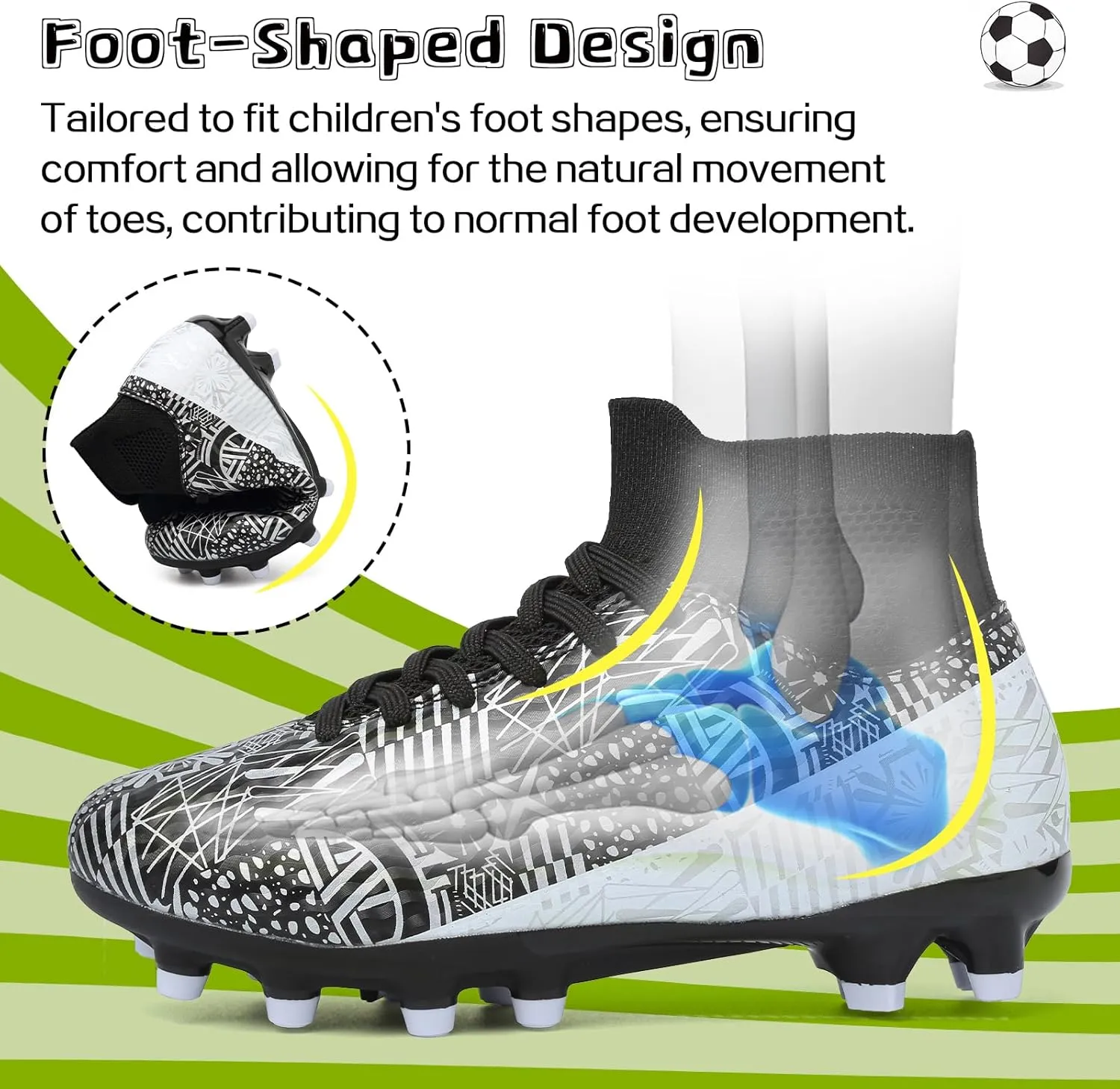 ASoftLand Boys Girls Soccer Cleats Lace Up Cleats(Little Kid/Big Kid) AG/FG