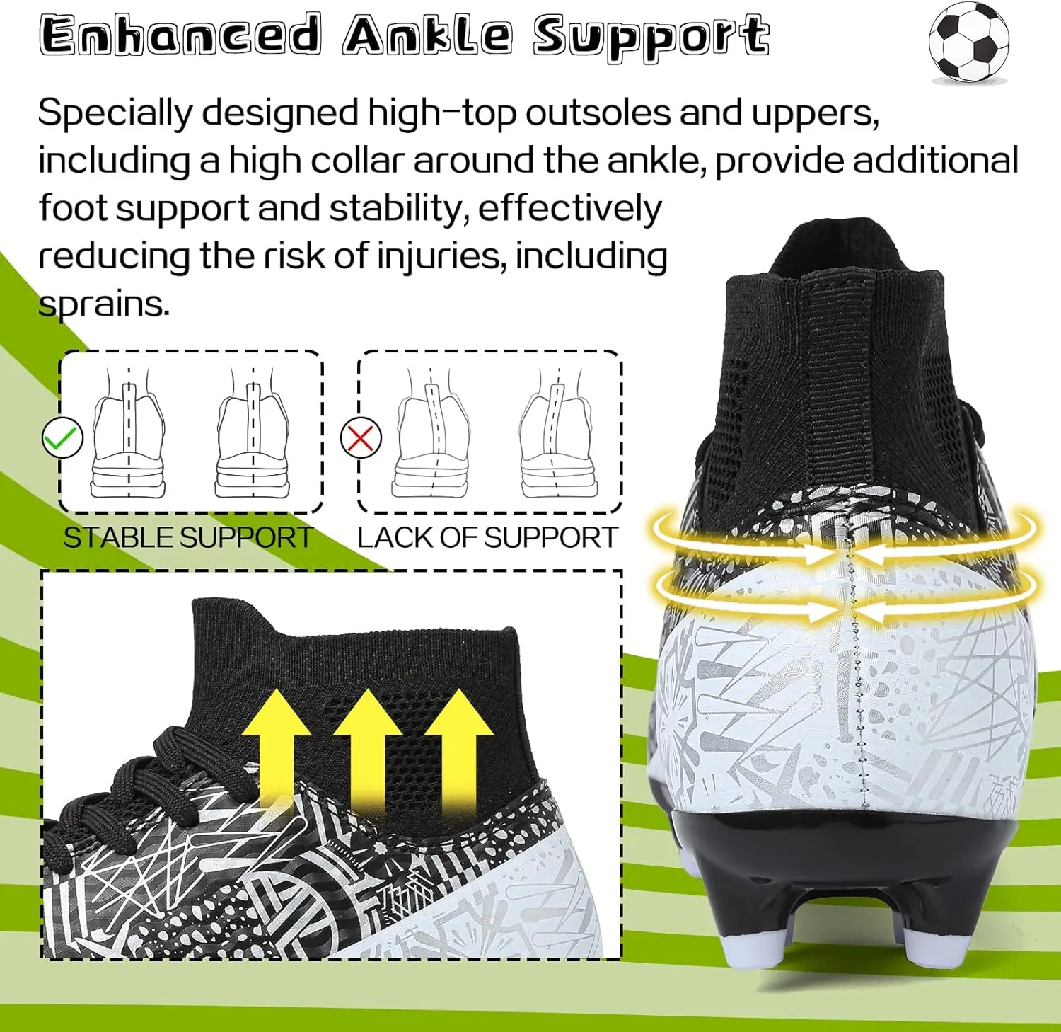 ASoftLand Boys Girls Soccer Cleats Lace Up Cleats(Little Kid/Big Kid) AG/FG