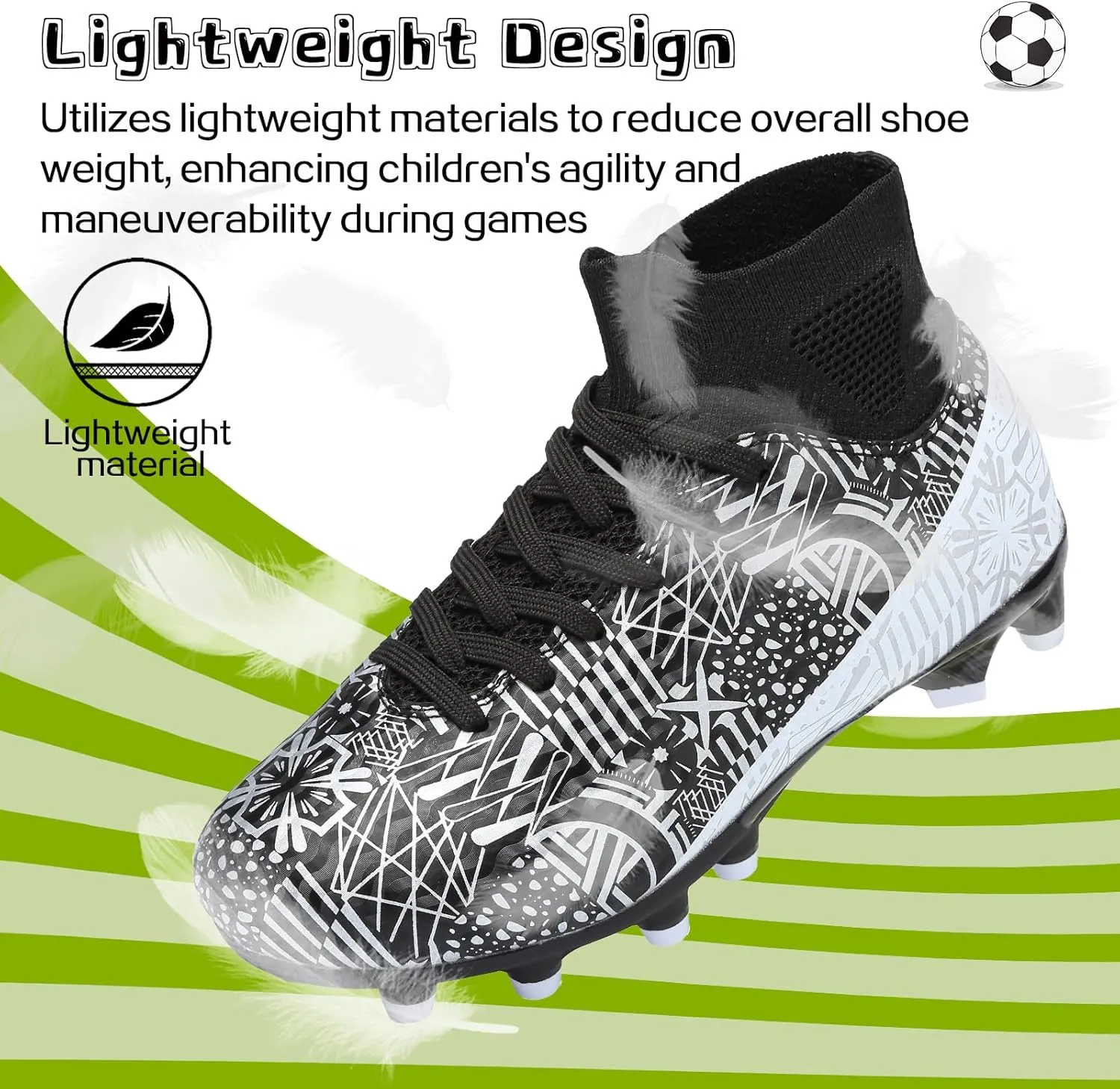 ASoftLand Boys Girls Soccer Cleats Lace Up Cleats(Little Kid/Big Kid) AG/FG