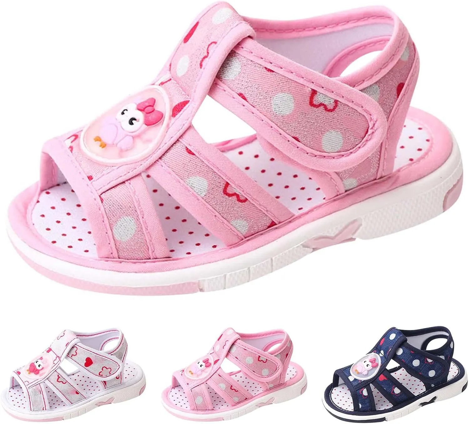 Baby Boy Girl Summer Sandals Infant Squeaky Shoes Lightwight Non-Slip Toddler Flat Bottom Non Slip OpenToe Breathable Soft Infant Sandals