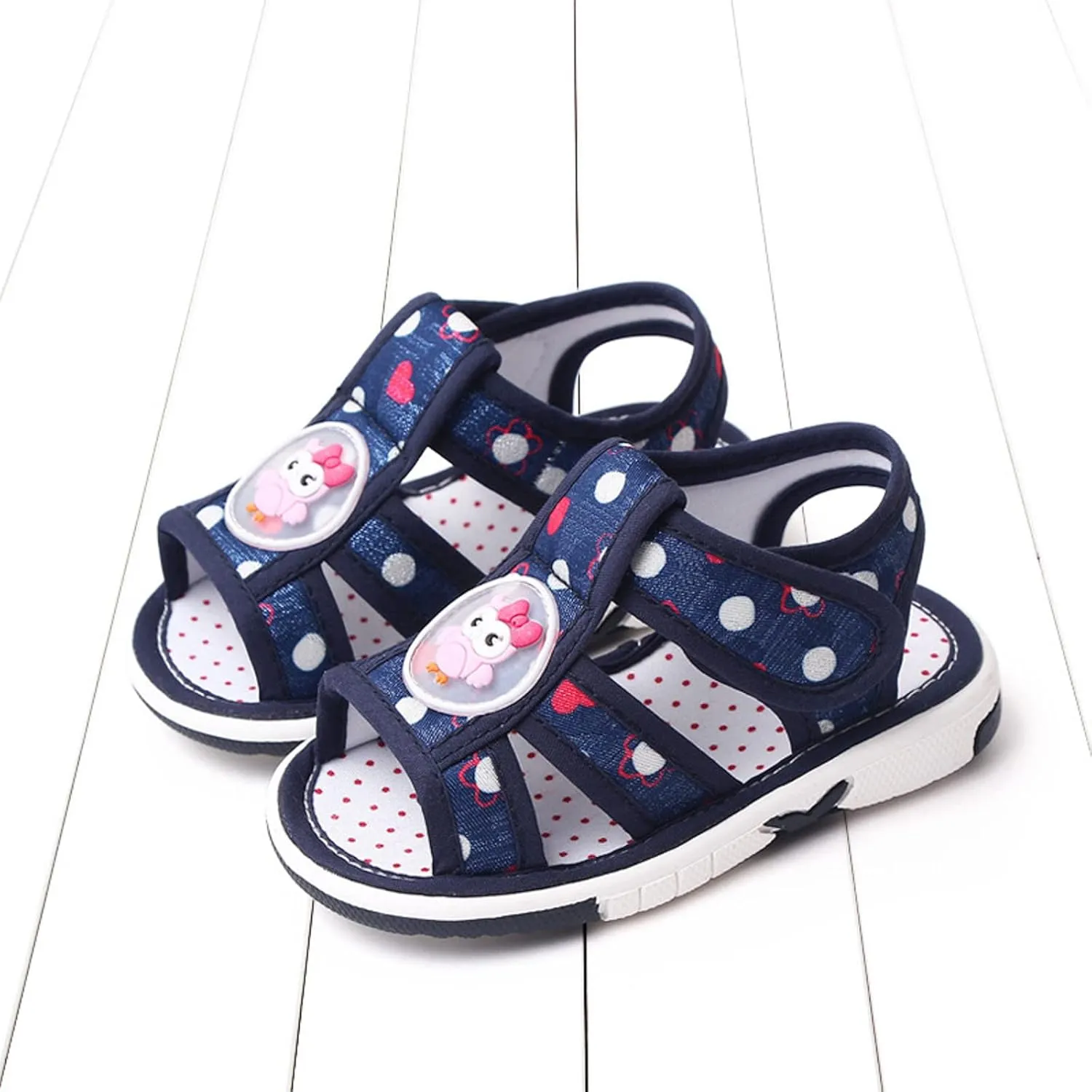 Baby Boy Girl Summer Sandals Infant Squeaky Shoes Lightwight Non-Slip Toddler Flat Bottom Non Slip OpenToe Breathable Soft Infant Sandals