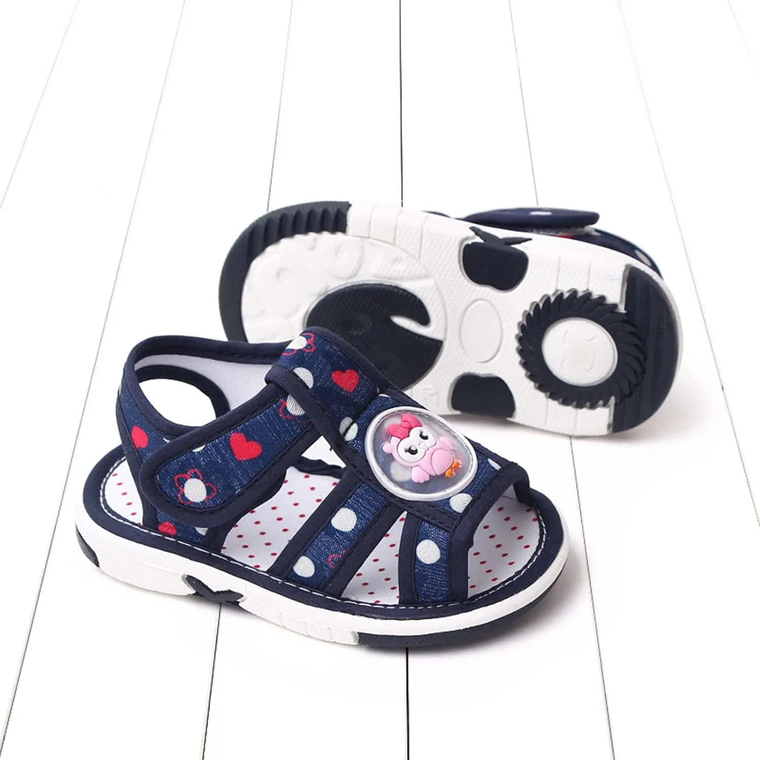 Baby Boy Girl Summer Sandals Infant Squeaky Shoes Lightwight Non-Slip Toddler Flat Bottom Non Slip OpenToe Breathable Soft Infant Sandals