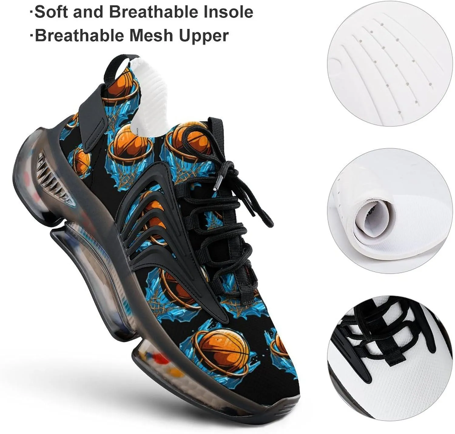 Basketball Hoop Sports Basketball Mens Sneakers Running Shoes Lightweight Athletic Shoes for Jogging Walking Gym