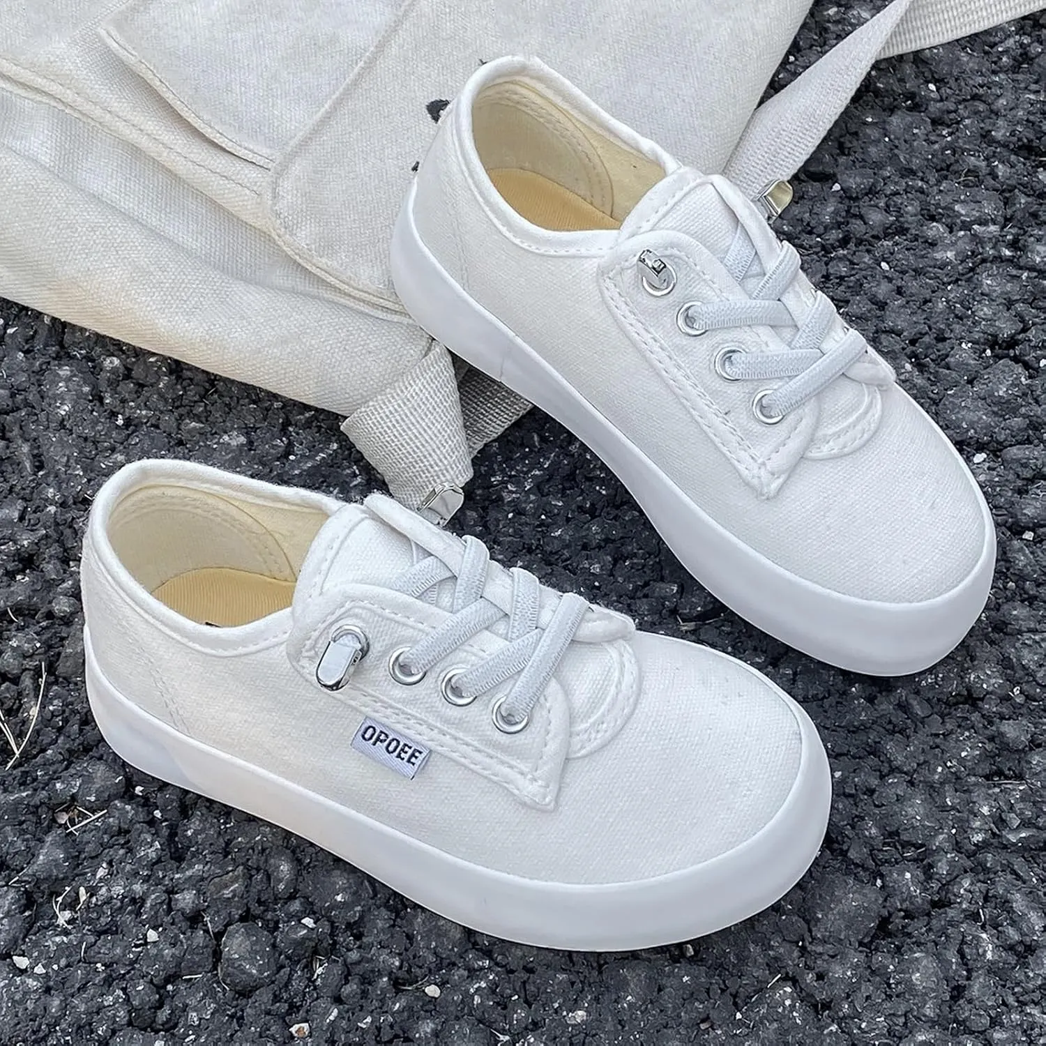 Boys and Girls, Low Cut Children's Canvas Shoes, Wide Fitting Lazy Skateboard Shoes
