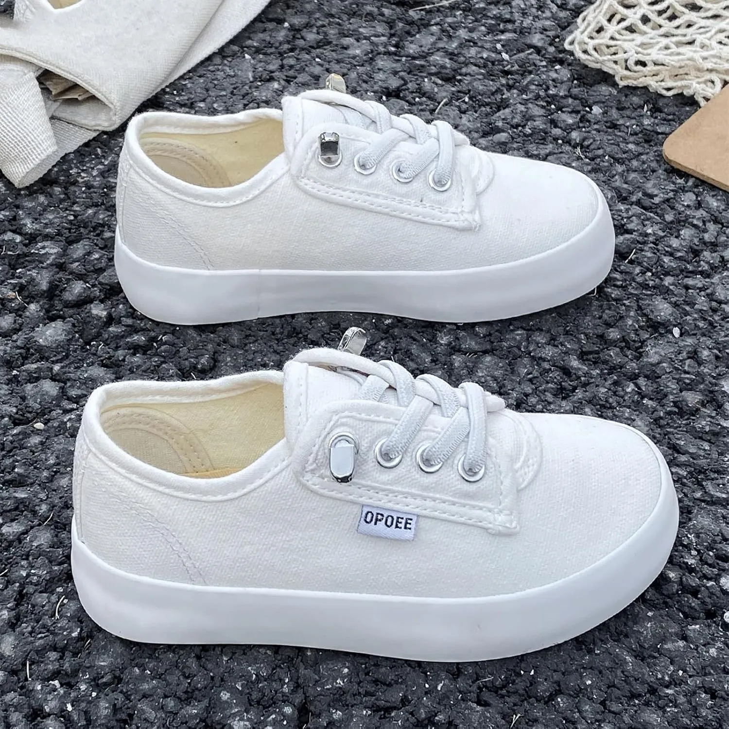 Boys and Girls, Low Cut Children's Canvas Shoes, Wide Fitting Lazy Skateboard Shoes