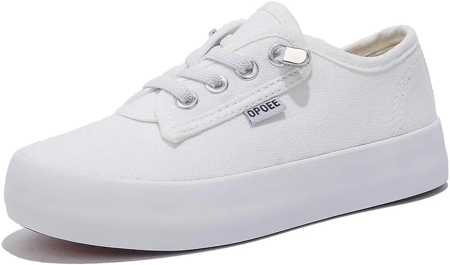 Boys and Girls, Low Cut Children's Canvas Shoes, Wide Fitting Lazy Skateboard Shoes