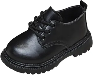 Boys Girls Dress Shoes Hook and Loop Kids School Formal Casual for Toddler Little Kid Leather Shoes Little Boys (29 Child) Black