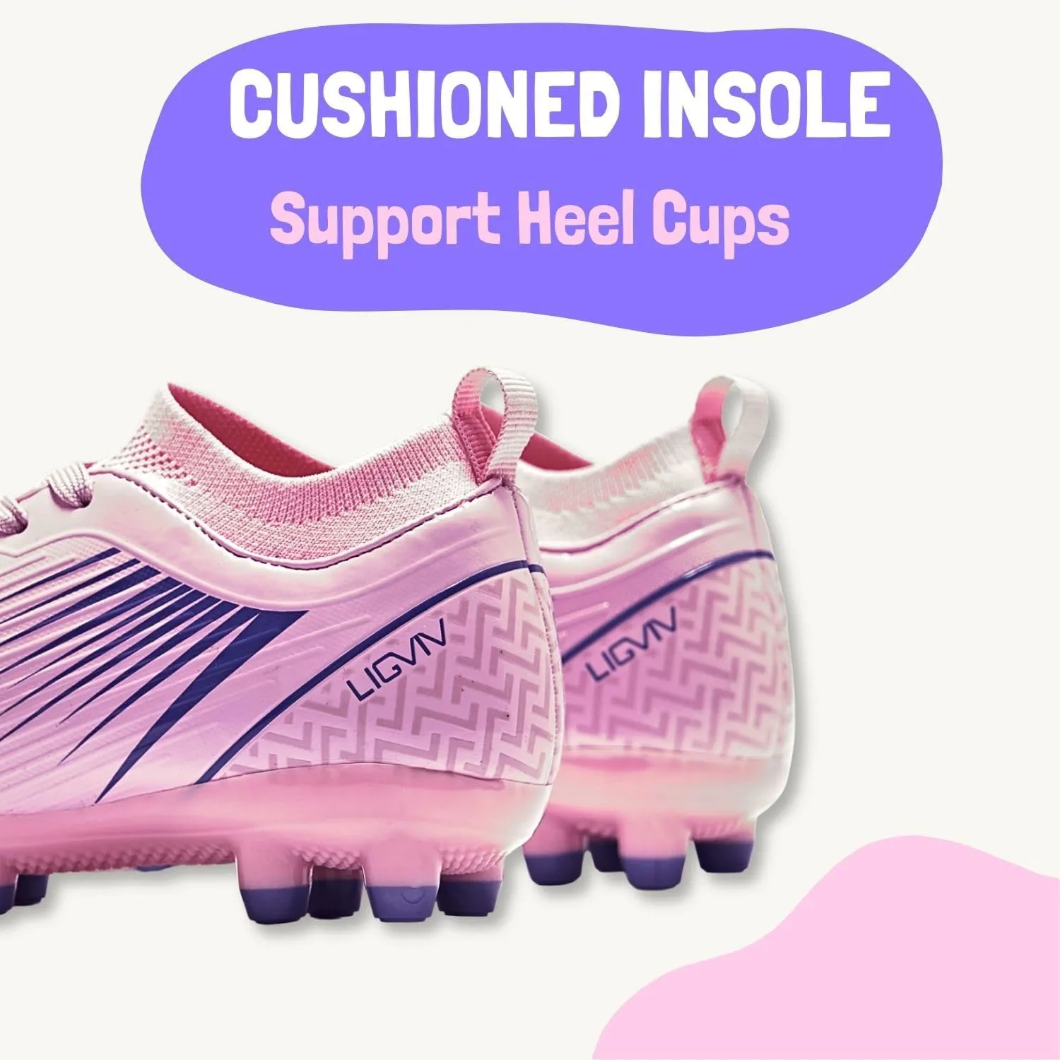 Boys Girls Soccer Cleats - Kids Dynamic Collar Football Shoes - Firm Ground Outdoor(Toddler/Little Kid/Big Kid)