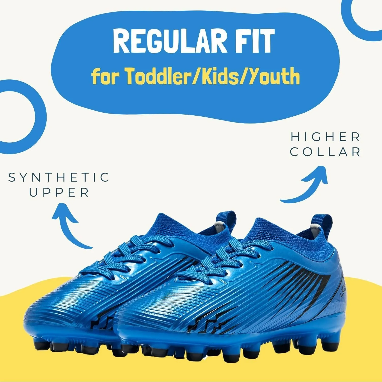 Boys Girls Soccer Cleats - Kids Dynamic Collar Football Shoes - Firm Ground Outdoor(Toddler/Little Kid/Big Kid)