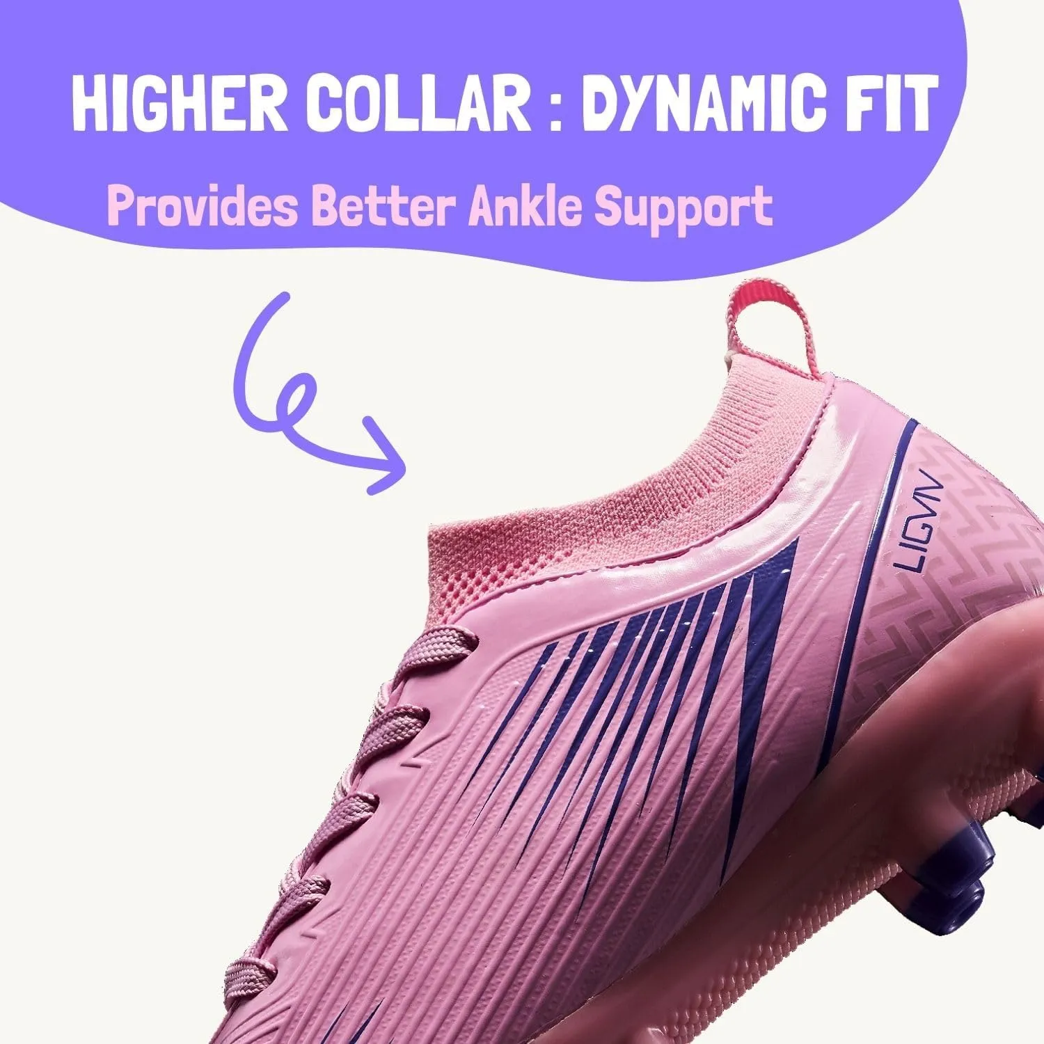 Boys Girls Soccer Cleats - Kids Dynamic Collar Football Shoes - Firm Ground Outdoor(Toddler/Little Kid/Big Kid)