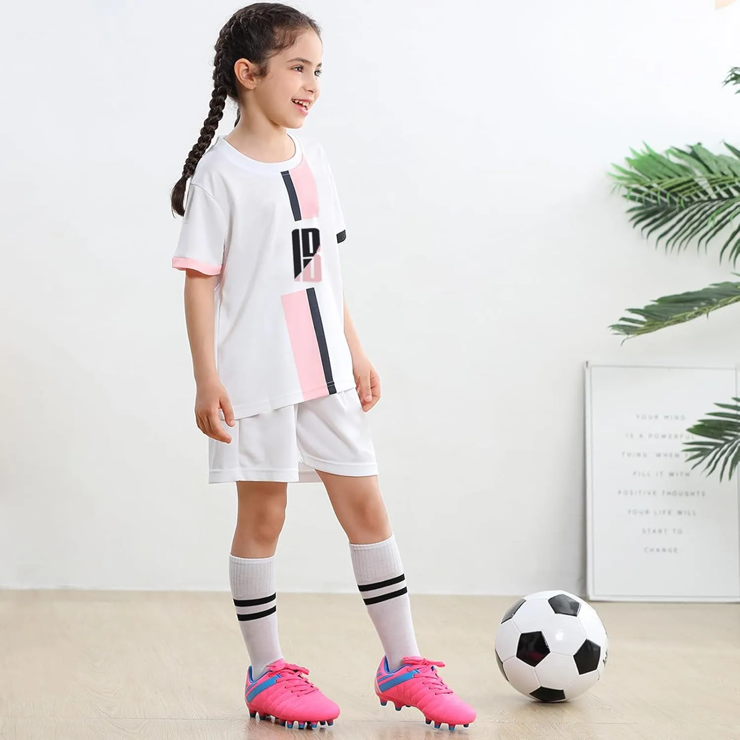 brooman Kids Athletic Soccer Cleats Boys Girls Outdoor Firm Ground Football Shoes