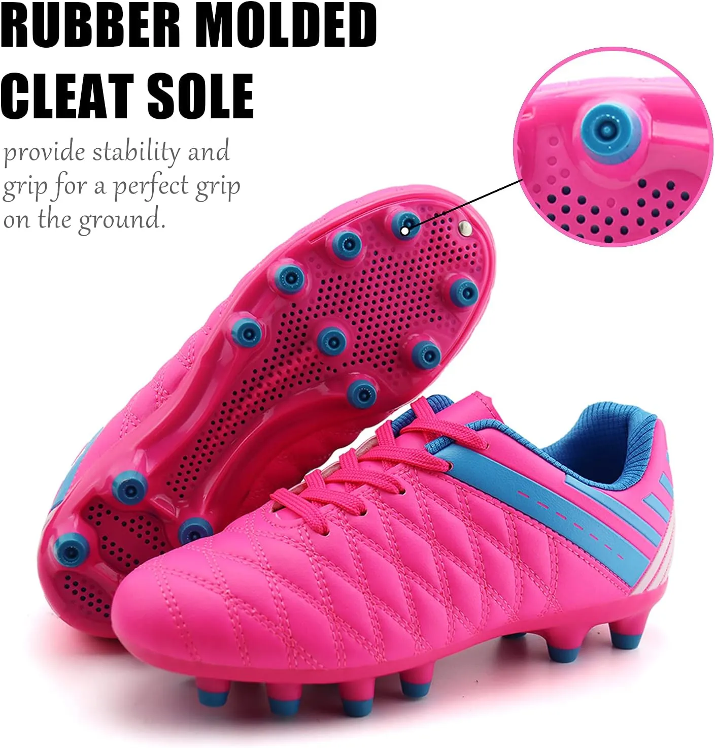 brooman Kids Athletic Soccer Cleats Boys Girls Outdoor Firm Ground Football Shoes
