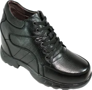 Calden Men's Invisible Height Increasing Elevator Shoes - Black Pebble Grain Leather Lace-up Boots - K107216 - Size 9 D(M) US - 5.2 Inches Taller