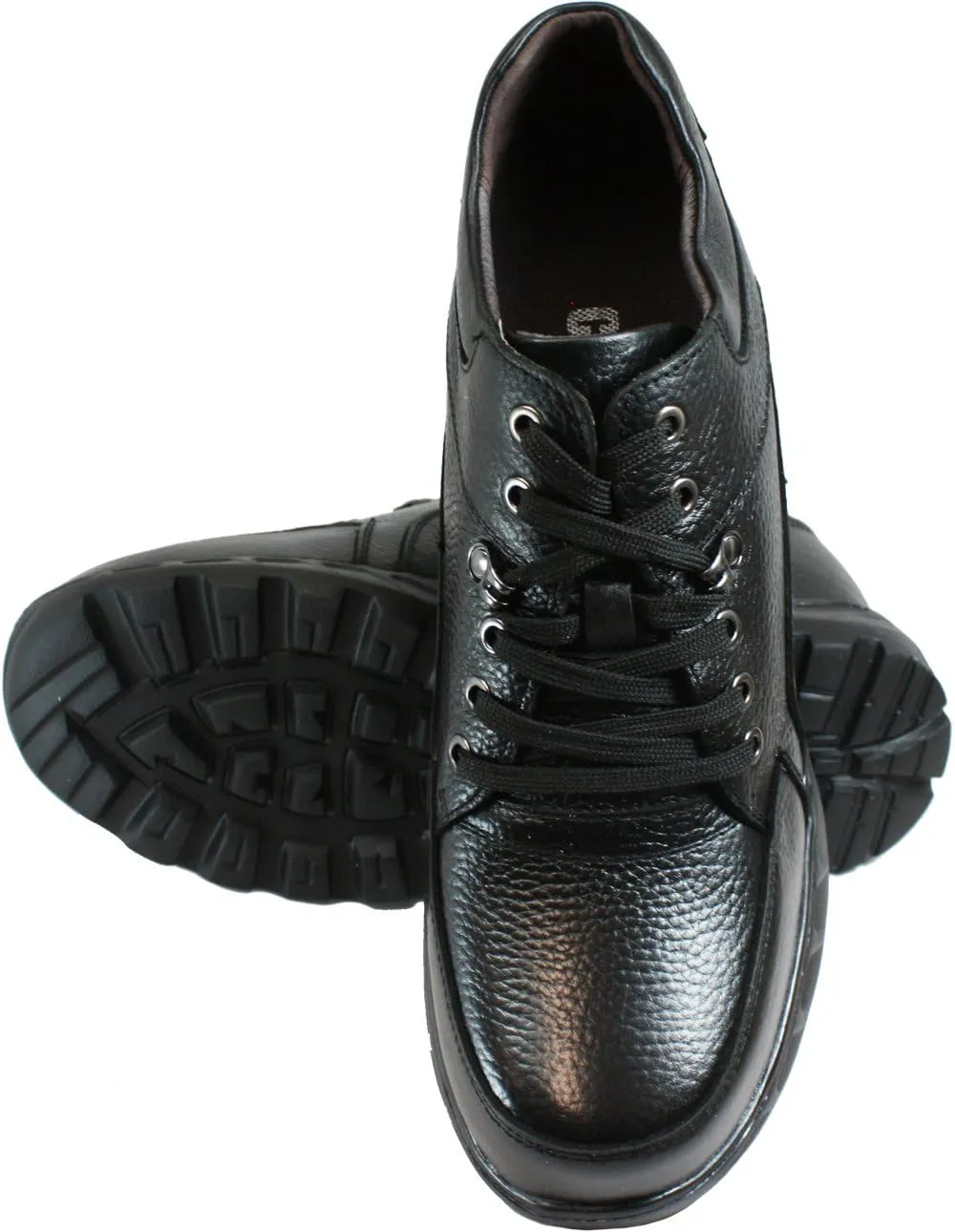 Calden Men's Invisible Height Increasing Elevator Shoes - Black Pebble Grain Leather Lace-up Boots - K107216 - Size 9 D(M) US - 5.2 Inches Taller