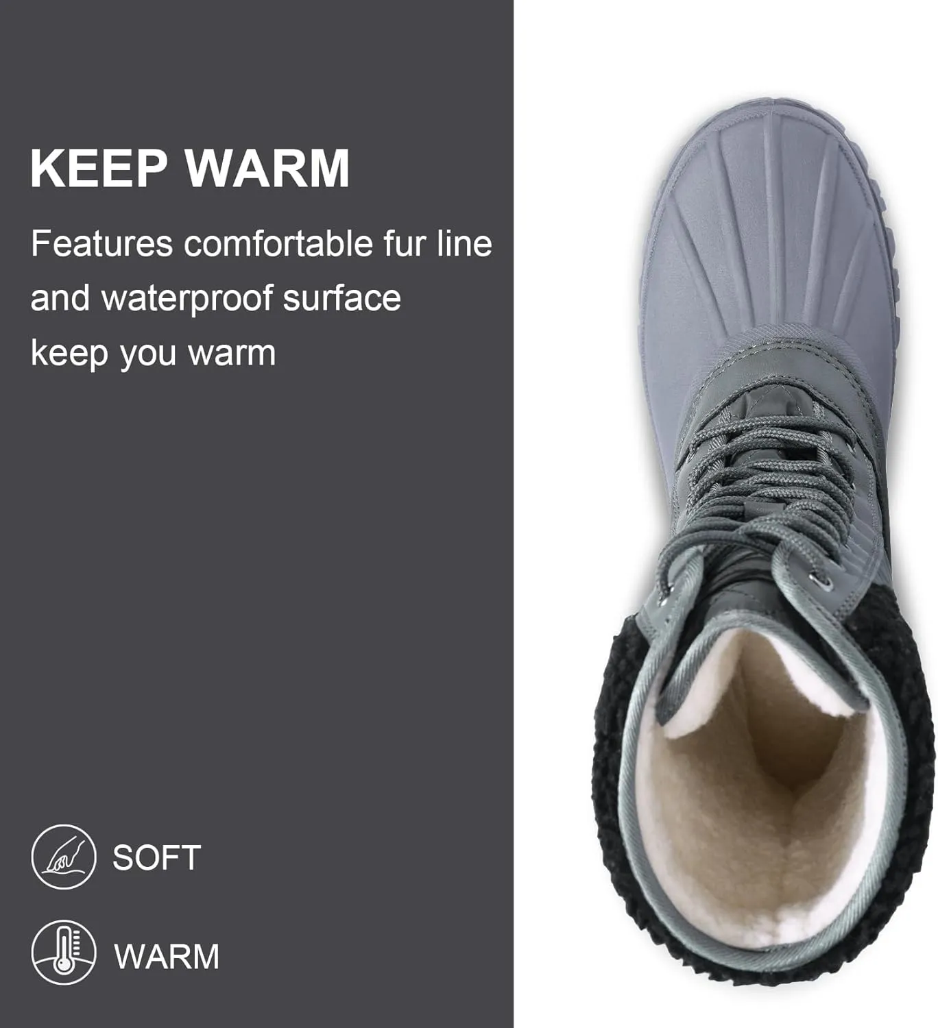 CAMEL CROWN Snow Boots for Women - Waterproof Booties with Warm Fur Lined Lace-up Shoes for Winter Outdoor