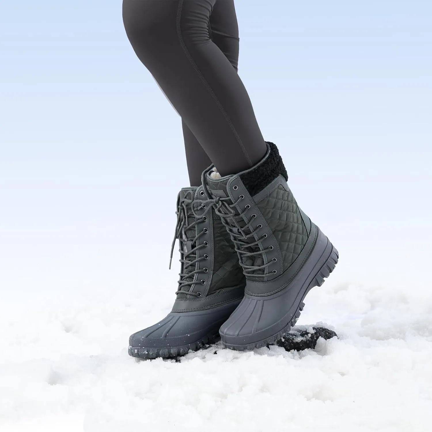CAMEL CROWN Snow Boots for Women - Waterproof Booties with Warm Fur Lined Lace-up Shoes for Winter Outdoor