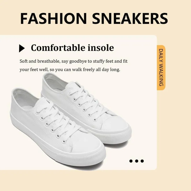 Canvas Shoes for Women Men Low Top Lace Up Sneakers Canvas Fashion Sneakers Classic Casual Walking Shoes Comfortable Breathable