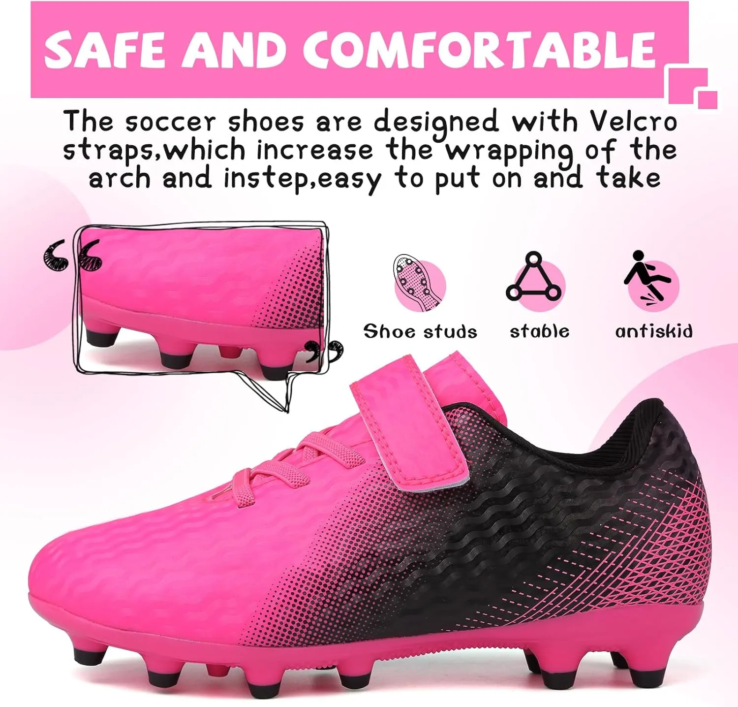 CBUSTER Kids Soccer Cleats Boys Girls Football Shoes with Socks Youth Soccer Shoes AG