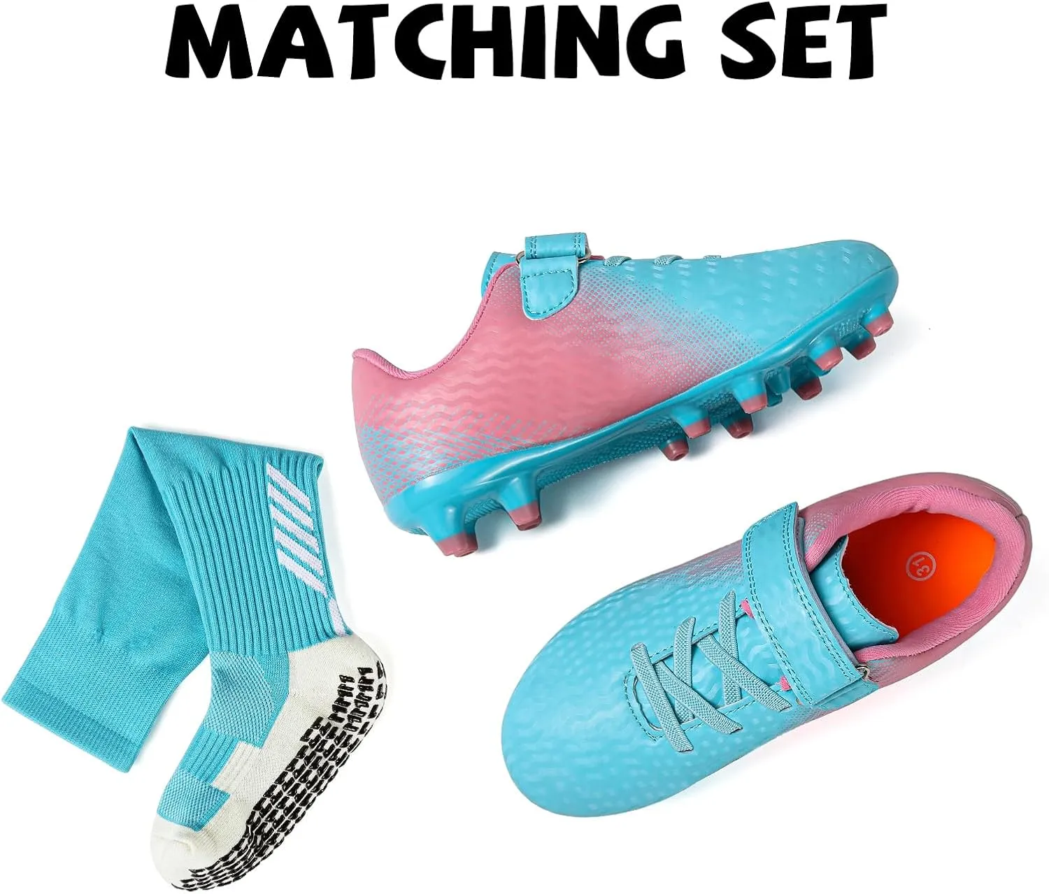 CBUSTER Kids Soccer Cleats Boys Girls Football Shoes with Socks Youth Soccer Shoes AG