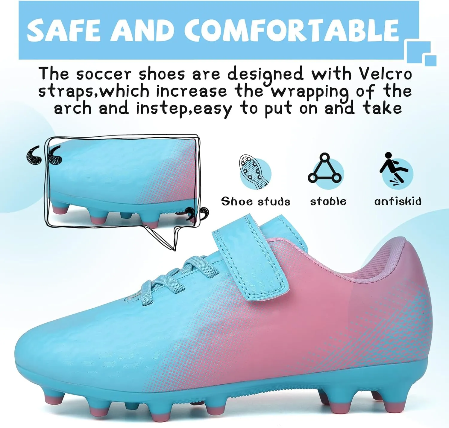 CBUSTER Kids Soccer Cleats Boys Girls Football Shoes with Socks Youth Soccer Shoes AG
