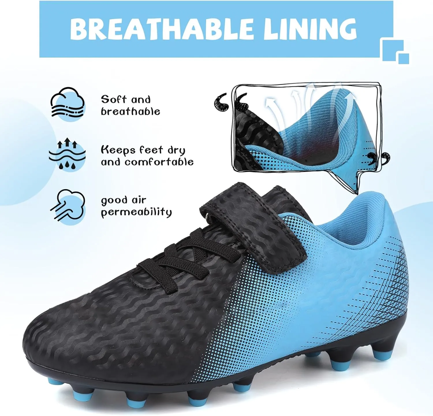 CBUSTER Kids Soccer Cleats Boys Girls Football Shoes with Socks Youth Soccer Shoes AG