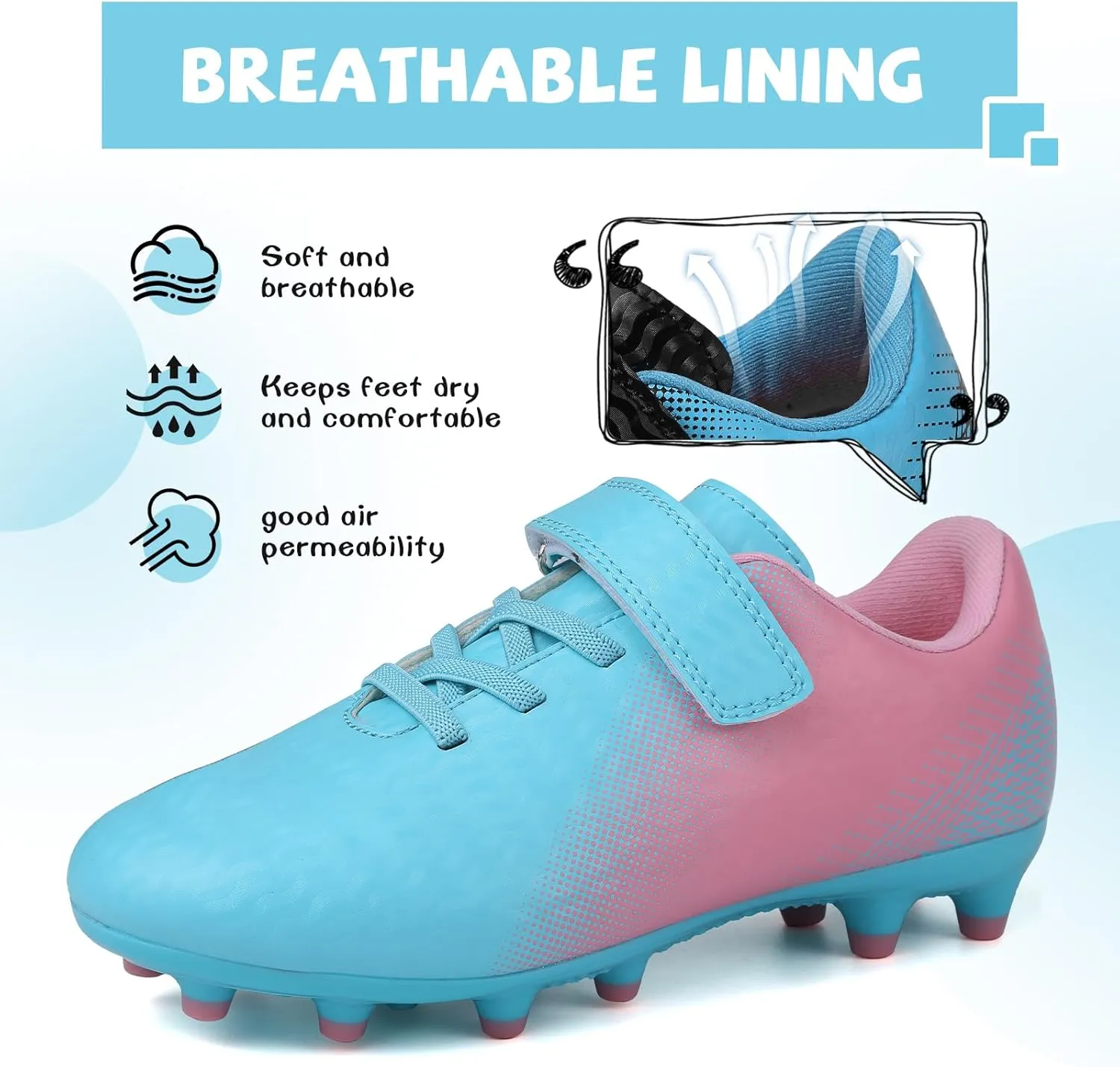CBUSTER Kids Soccer Cleats Boys Girls Football Shoes with Socks Youth Soccer Shoes AG