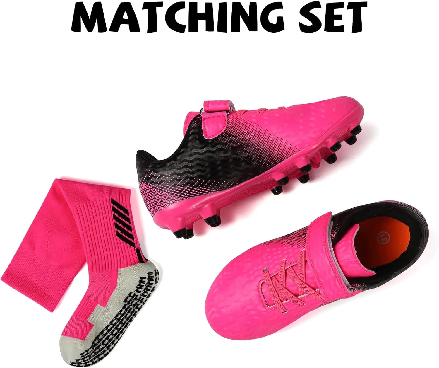 CBUSTER Kids Soccer Cleats Boys Girls Football Shoes with Socks Youth Soccer Shoes AG