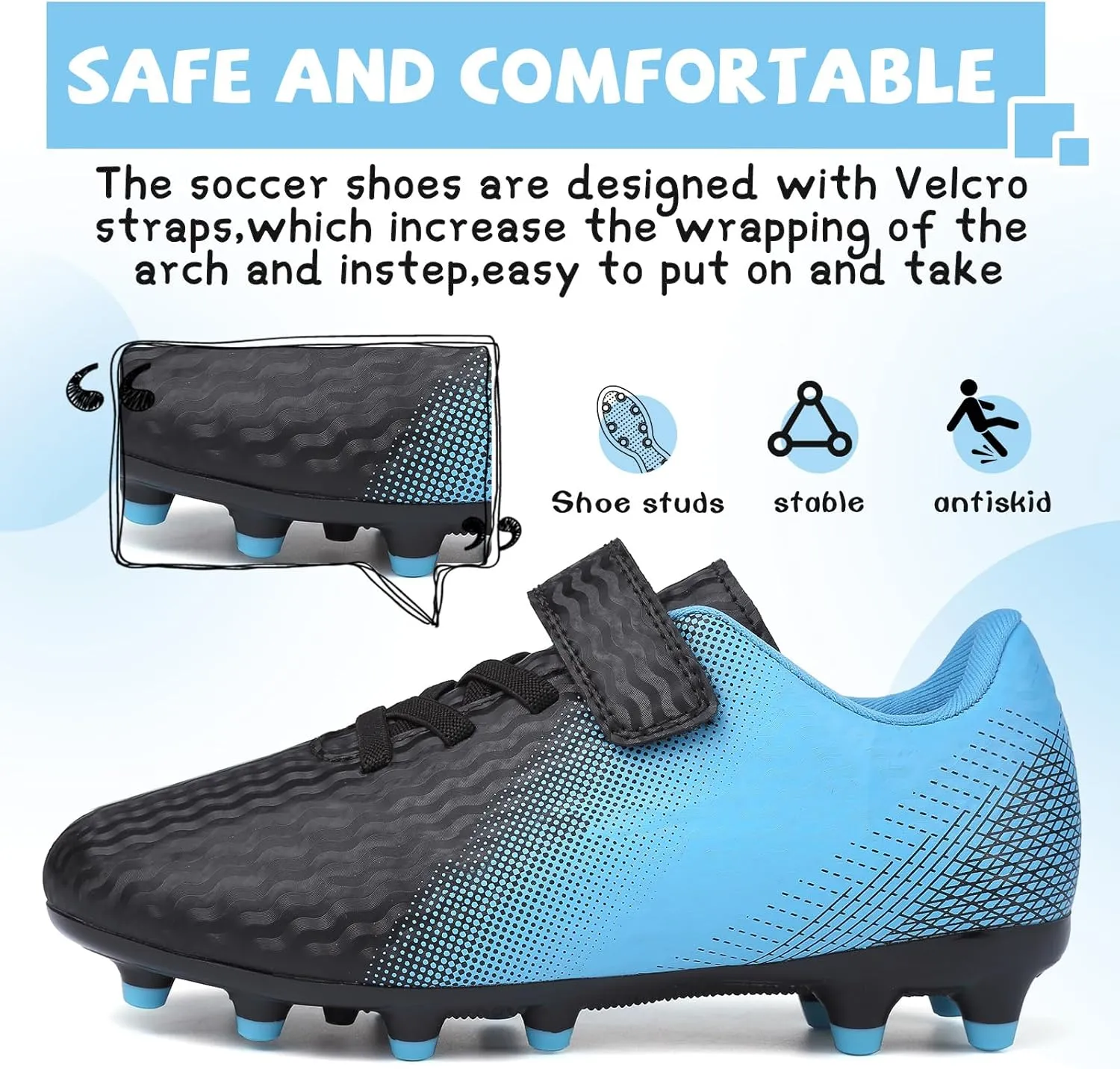 CBUSTER Kids Soccer Cleats Boys Girls Football Shoes with Socks Youth Soccer Shoes AG
