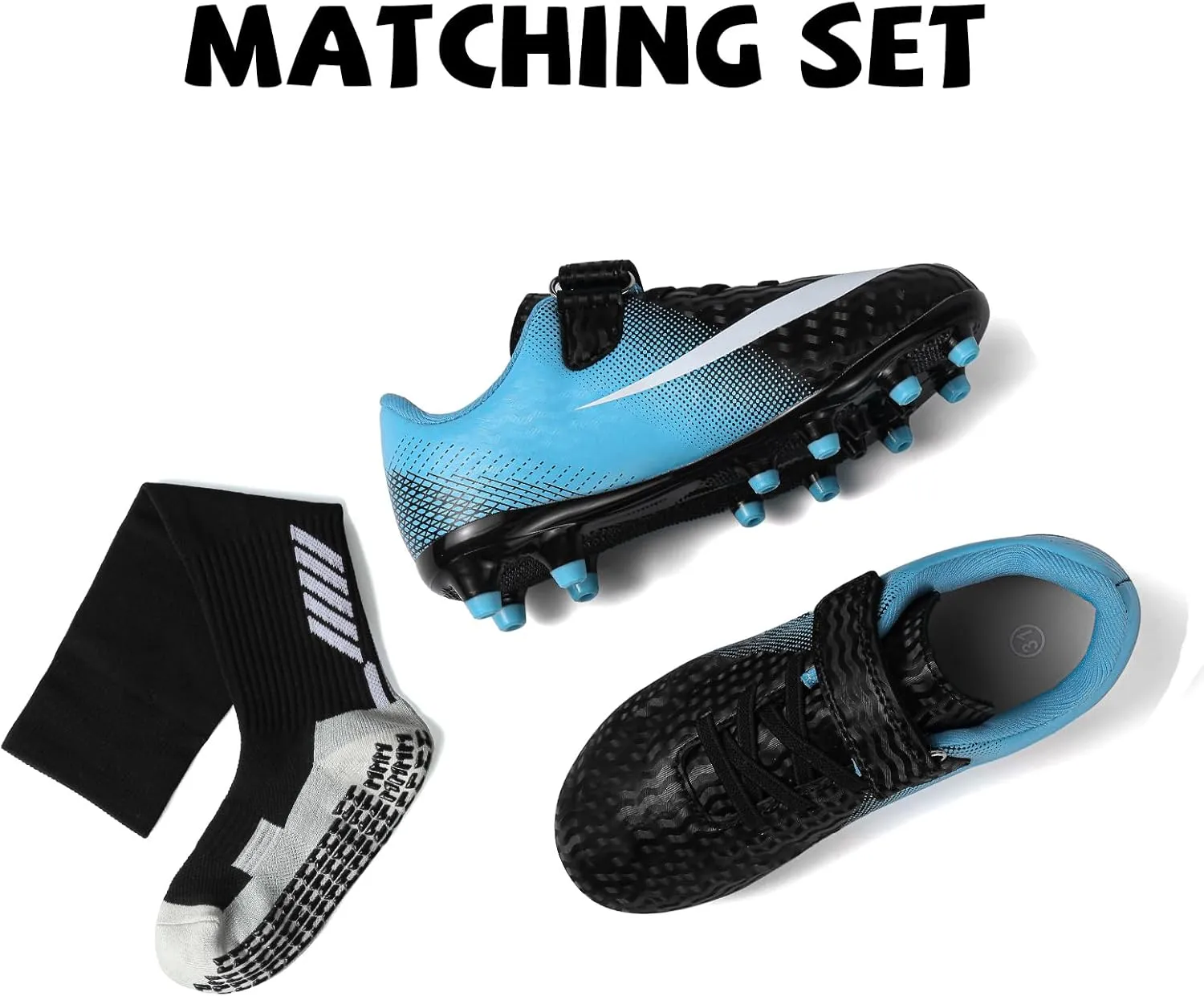 CBUSTER Kids Soccer Cleats Boys Girls Football Shoes with Socks Youth Soccer Shoes AG