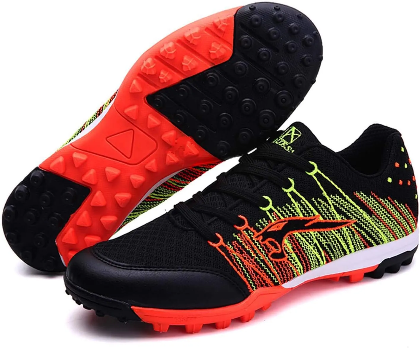 CERYTHRINA Kids Turf Soccer Shoes Boys Girls Athletic Indoor Outdoor Football Cleats Hook and Loop Shoes