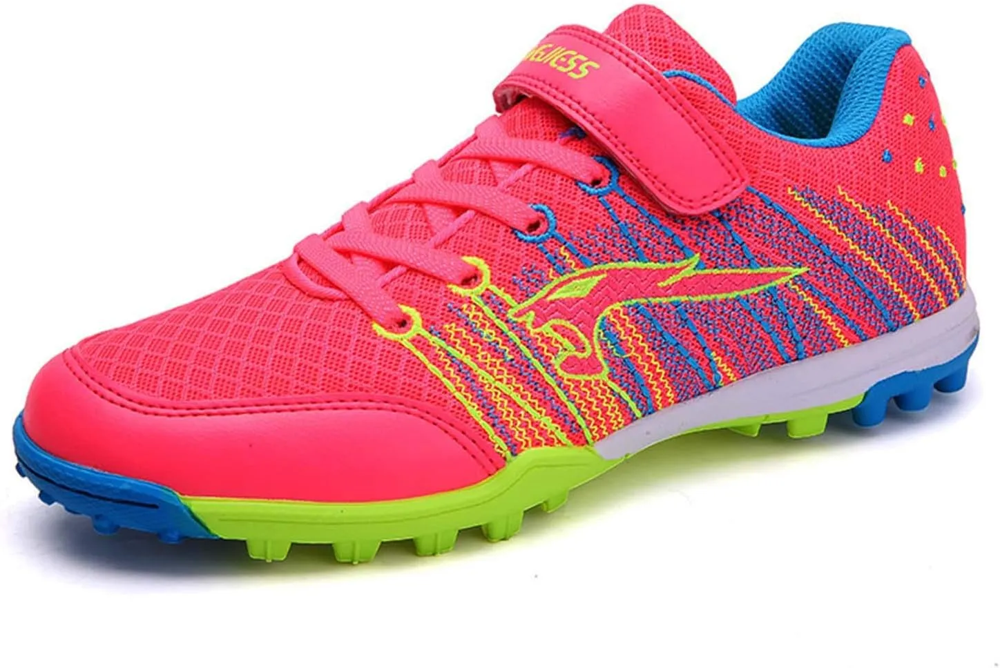 CERYTHRINA Kids Turf Soccer Shoes Boys Girls Athletic Indoor Outdoor Football Cleats Hook and Loop Shoes