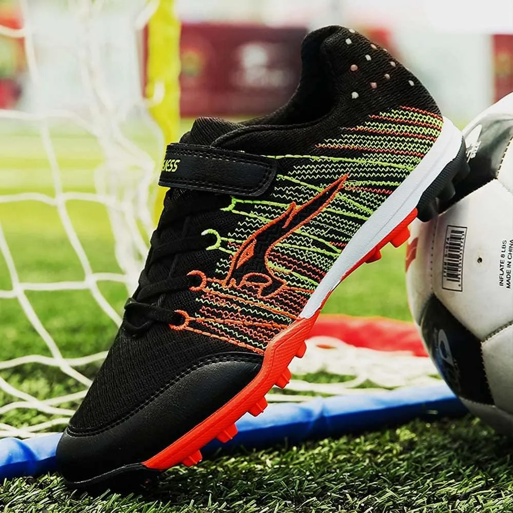 CERYTHRINA Kids Turf Soccer Shoes Boys Girls Athletic Indoor Outdoor Football Cleats Hook and Loop Shoes