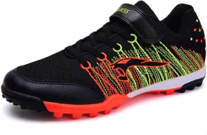 CERYTHRINA Kids Turf Soccer Shoes Boys Girls Athletic Indoor Outdoor Football Cleats Hook and Loop Shoes
