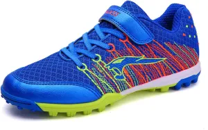 CERYTHRINA Kids Turf Soccer Shoes Boys Girls Athletic Indoor Outdoor Football Cleats Hook and Loop Shoes