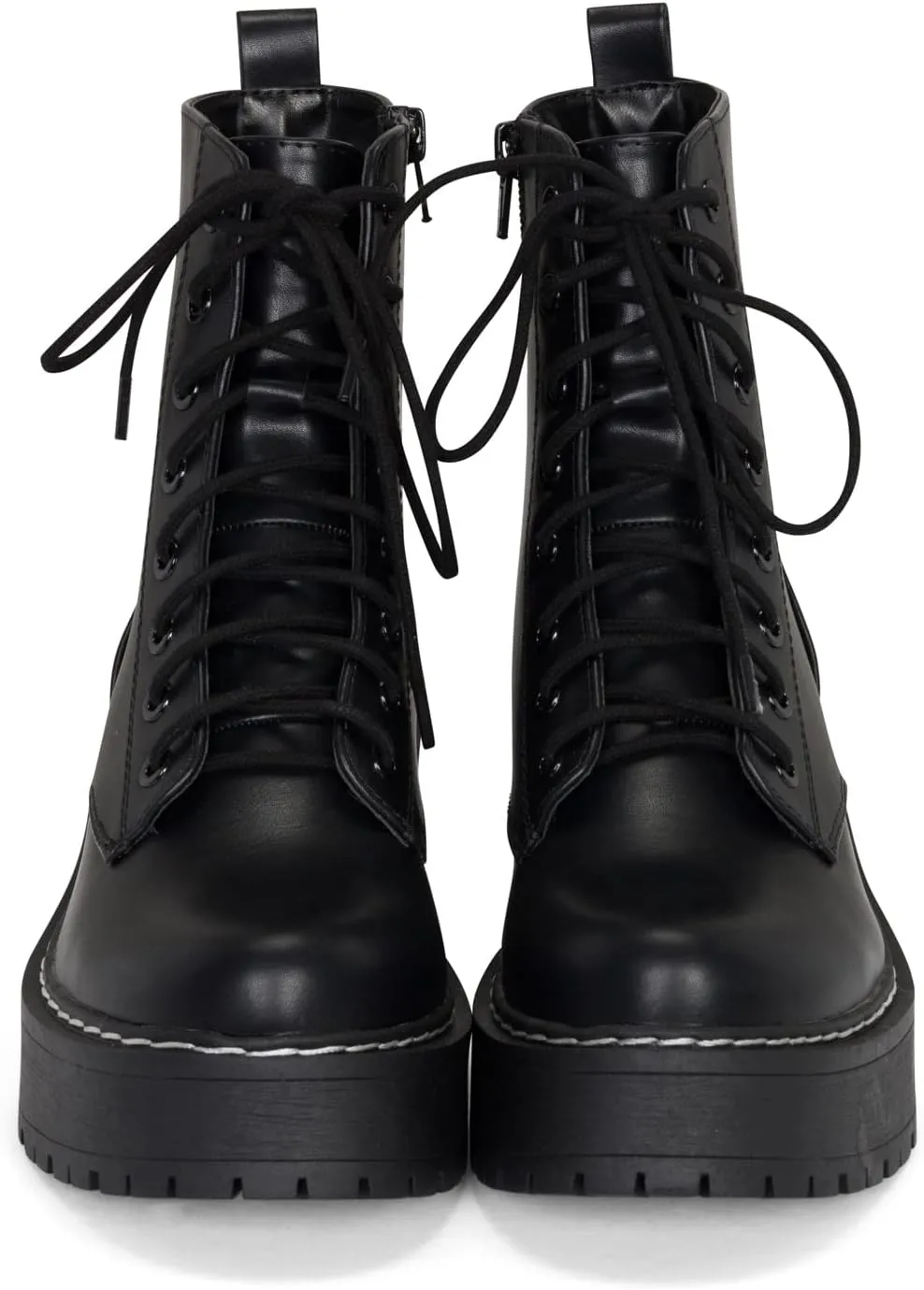 Chariot & Co Pure Women's Chunky Lug Sole Combat Lace-Up Side Zipper Fashion Ankle Boot - Stylish & Sturdy Women's Boots for Fashion and Comfort