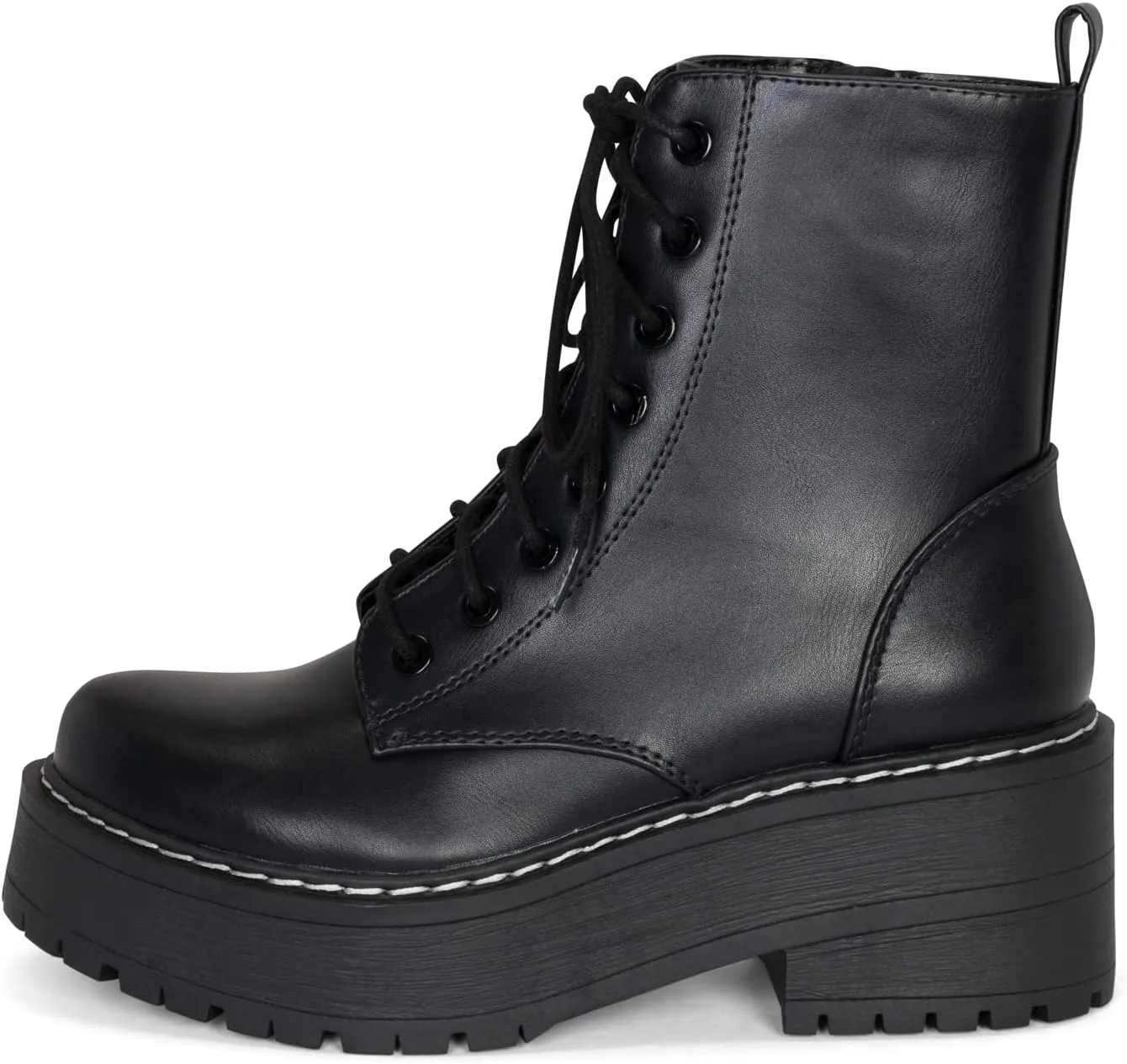 Chariot & Co Pure Women's Chunky Lug Sole Combat Lace-Up Side Zipper Fashion Ankle Boot - Stylish & Sturdy Women's Boots for Fashion and Comfort