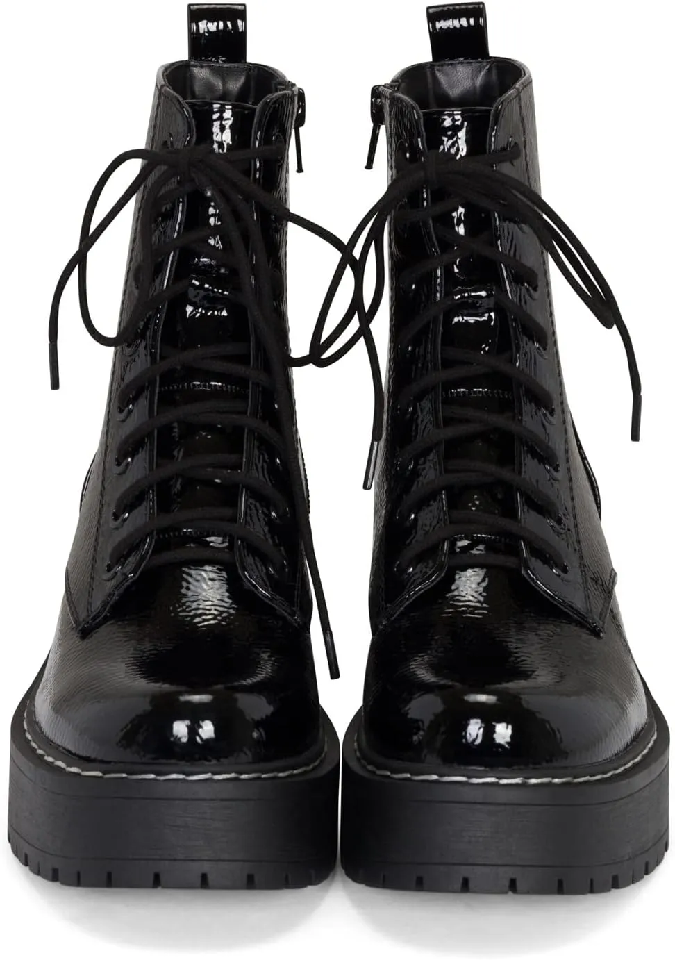 Chariot & Co Pure Women's Chunky Lug Sole Combat Lace-Up Side Zipper Fashion Ankle Boot - Stylish & Sturdy Women's Boots for Fashion and Comfort