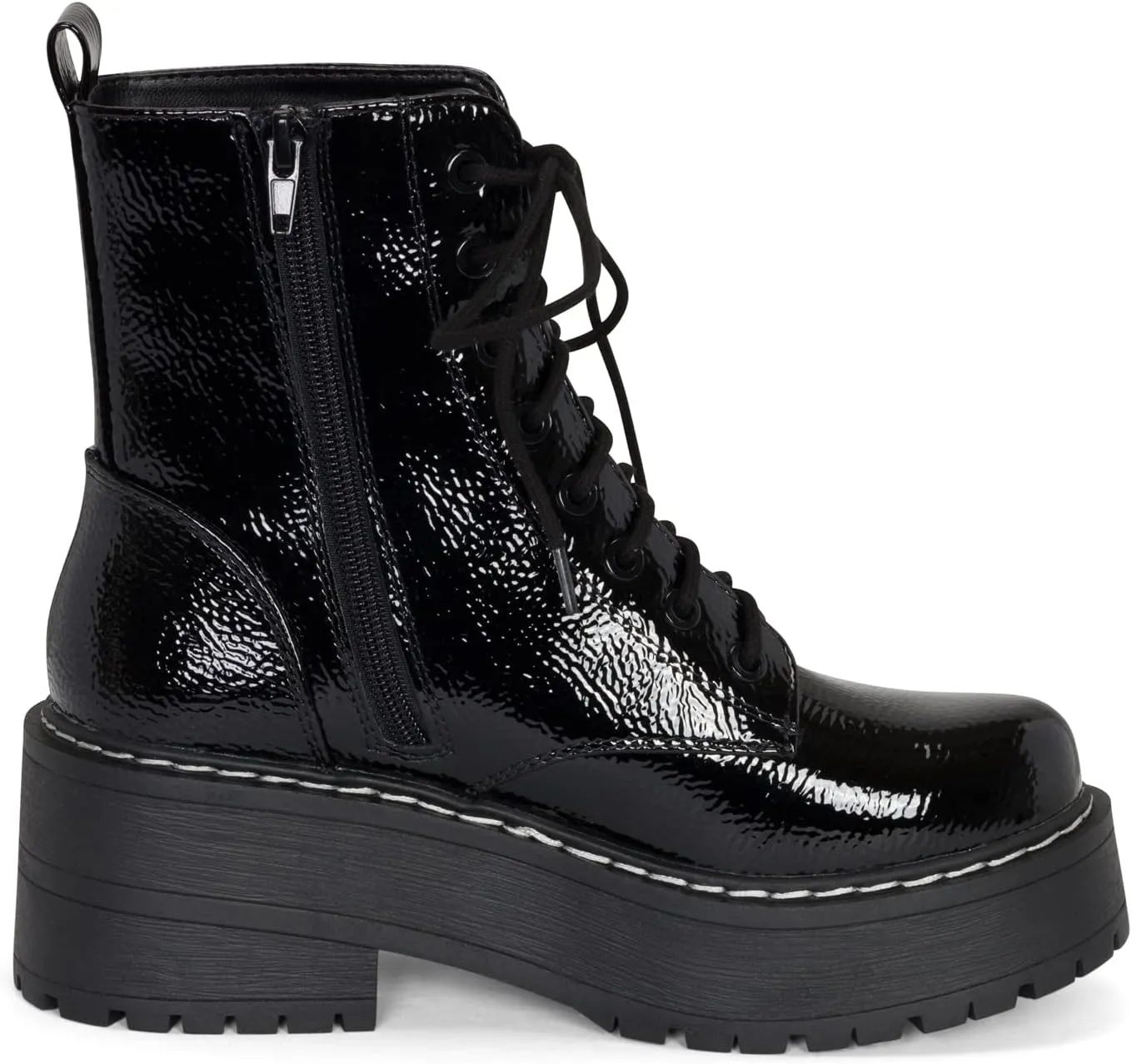 Chariot & Co Pure Women's Chunky Lug Sole Combat Lace-Up Side Zipper Fashion Ankle Boot - Stylish & Sturdy Women's Boots for Fashion and Comfort