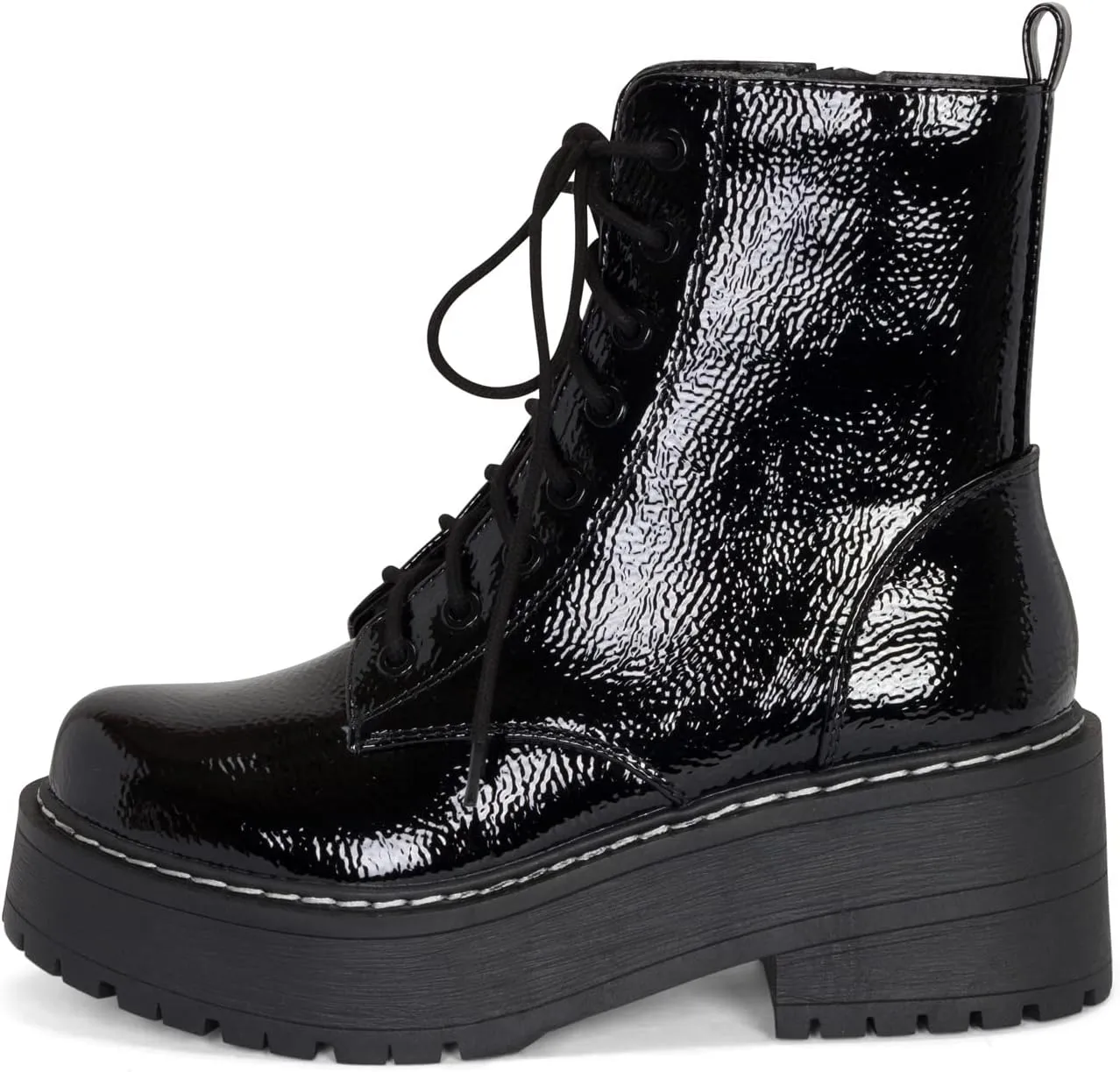 Chariot & Co Pure Women's Chunky Lug Sole Combat Lace-Up Side Zipper Fashion Ankle Boot - Stylish & Sturdy Women's Boots for Fashion and Comfort