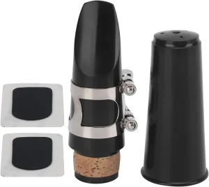Clarinet Mouthpiece Kit, ABS Mouthpiece Kit with Cushions Portable and Sturdy Useful and Practical Musical Instrument Kit for Beginners Trainer (Black)