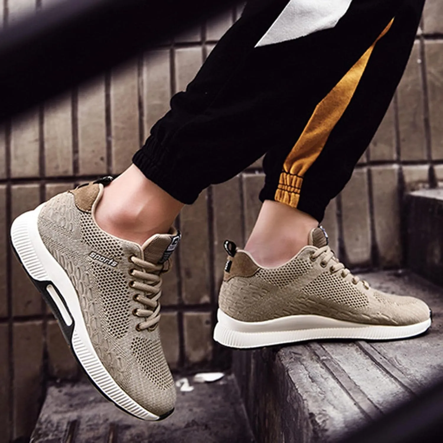Couple Men's Elevator Shoes Men's Casual Mesh Trainers Lightweight Breathable Lace Up Sports Shoes with Hidden Lift Heel for Men Cm Sneaker Storage for Men Size 11
