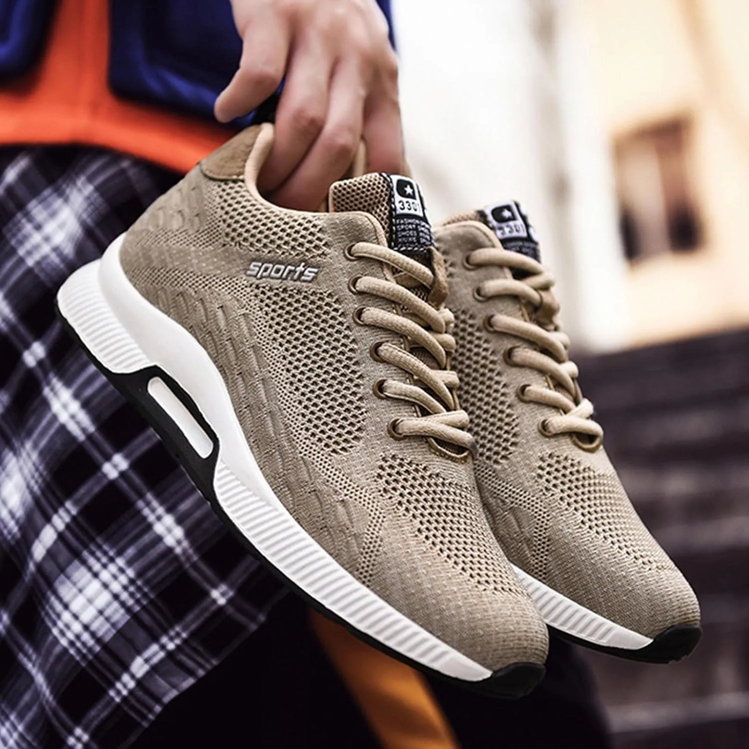 Couple Men's Elevator Shoes Men's Casual Mesh Trainers Lightweight Breathable Lace Up Sports Shoes with Hidden Lift Heel for Men Cm Sneaker Storage for Men Size 11