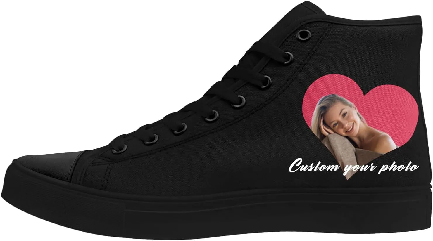 Custom Sneakers for Couples Romantic Gifts for Him Her Black White Personalized Trendy Love Unisex High-Top Canvas Shoes