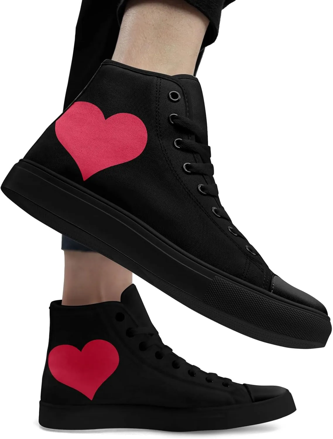 Custom Sneakers for Couples Romantic Gifts for Him Her Black White Personalized Trendy Love Unisex High-Top Canvas Shoes