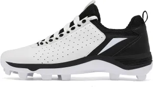 DHAEY Baseball Cleat Shoe for Men Women Comfortable Breathable with 13 Fixed Anti-Skid Nail Professional Softball Turf Shoes Outdoor Trainers (Color : White Black, Size : 11.5 Women/10 Men)